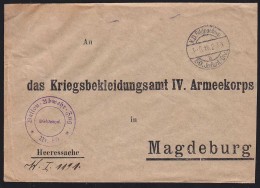 Germany (1916) Balloon Feldpost. WWI Feldpost Envelope To IV Army Corps HQ With Balloon Post Violet Circular Cancel. - Sonstige & Ohne Zuordnung