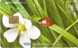 ISN-071 TARJETA DE ESPAÑA DE ISERN DE UNA MARIQUITA SERIE INSECTOS Nº2 PARA HOSPITALES - Ladybugs