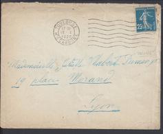 FR - 1920 - Semeuse 25 Ct Variété Petit Point Blanc Sur Enveloppe De Toulouse Pour Lyon - B/TB - - Lettres & Documents