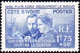 Pierre Et Marie Curie Détail De La Série * Cote D'Ivoire N° 140 - Recherche Sur Le Cancer - 1938 Pierre Et Marie Curie