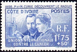 Pierre Et Marie Curie Détail De La Série ** Cote D'Ivoire N° 140 - Recherche Sur Le Cancer - 1938 Pierre Et Marie Curie
