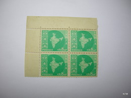 INDIA 1958. Map Of India. Water Mark: Ashokan, 8n.p. Turquoise, A Block Of 4. SG 404. MNH - Neufs