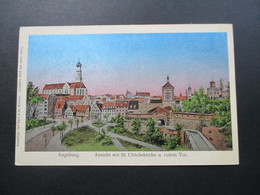 AK Um 1907 Augsburg. Ansicht Mit St. Ulrichskirche U. Rotem Tor. Kunstanstalt Karl Braun & Co. München Lunakarte - Augsburg
