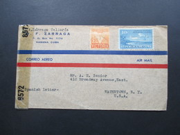 Zensurbeleg Kuba / Cuba 1940er Jahre Air Mail / Luftpost Nach New York. Examined By 8572 - Lettres & Documents