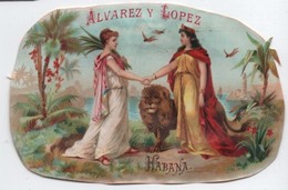 Chromo D'abattant Intérieur De Boite De Cigares/Retaillé/LA CORONA/  Alvarez Y Lopez/ Havana/ Vers 1895           CIG61 - Otros & Sin Clasificación