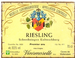 Etiket Etiquette - Vin - Wijn - Riesling - Schwebsingen Kolteschberg - Wellenstein - Riesling
