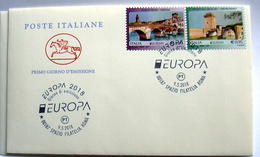 ITALIA 2018, EUROPA 2018, I PONTI, COMPLETE SET  FDC - 2018