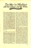 Das Alter Der Menschheit Und Des Lebens Auf Der Erde / Artikel, Entnommen Aus Zeitschrift /1937 - Colis