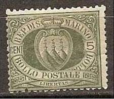 1894 San Marino Saint Marin CIFRA 5c Verde (27) MH* - Gebruikt
