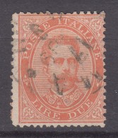 Italy Kingdom 1879/1882 King Umberto 2 Lire Sassone#43 Mi#49 Used - Oblitérés