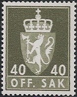 NORWAY - DEFINITIVE: COAT OF ARMS (40o, PHOSPHOR PAPER) 1970 - MNH - Nuovi