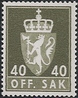 NORWAY - DEFINITIVE: COAT OF ARMS (40o, PHOSPHOR PAPER) 1970 - MNH - Ongebruikt