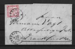 1868 Baden →  3 Kreuzer Rose Perf 10 On Mannheim Letter Cover To Frankfurt - Lettres & Documents