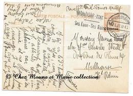 MONDORF LES BAINS 1927 POUR MULHOUSE - ENTIER POSTAL 30 SURCHARGE 40 CENTS - LUXEMBOURG - Franking Machines (EMA)