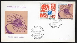 Congo  FDC  Lettre Illustrée Premier Jour Brazzaville Le 19/09/1963 Les N°154 Et 155 Télécommunications Spatiales TB - FDC