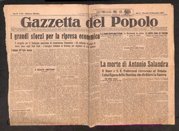 1062 ITALIA - POSTA AEREA - 1931 - Trasportato Per Via Aerea (Longhi 4061/31GId) - La Gazzetta Del Popolo Del 10 Dicembr - Autres & Non Classés
