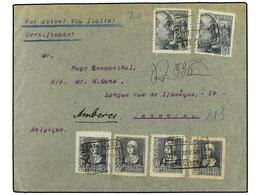 646 ESPAÑA. Ed.859 (4), 870, 872. 1939. BARCELONA A BÉLGICA. <B>50 Cts.</B> (5) Y <B>40 Cts.</B> Al Dorso Viñetas De <B> - Other & Unclassified