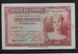 Espagne - 10 Pesetas - 1935 - Pick N°86 - TTB - 10 Peseten