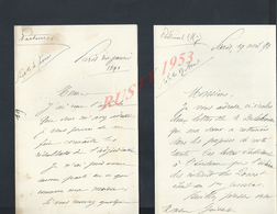 4 LETTRES DE PARIS RUE BERLIN 1890  ECRITE PAR PASTOUREL : - Manuscripts