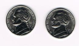 °°° U.S.A.  2 X 5 CENTS  JEFFERSON  1993 D + 1993 P - 1938-…: Jefferson