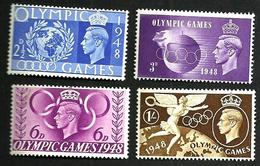 UNITED KINGDOM OLYMPIC GAMES SPORT KGVI HEAD SET OF 4 2&1/2P- 1 /- MINTH 1948 SG495-8 READ DESCRIPTION!! - Unused Stamps