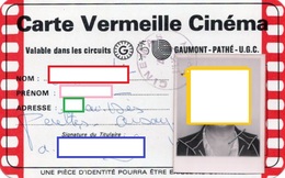 CARTE VERMEIL CINEMA  *Gaumont *Pathé *Ugc - Cinécartes