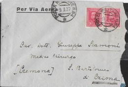 ETIOPIA - POSTA MILITARE N.84 (1- P4) SU BUSTA VIA AEREA 09.03.1937 PER CREMA - Ethiopie