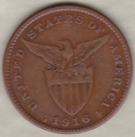 Philippines. U.S. A. Administration. 1 Centavo 1916 S San Francisco.  Bronze .KM# 163 - Philippines