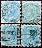 BRITISH INDIA 1866 4as Queen Victoria Used 4 Stamps - 1858-79 Kolonie Van De Kroon