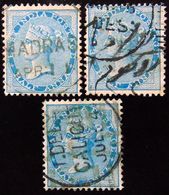 BRITISH INDIA 1873 1/2a Queen Victoria DIE-II Used 3 Stamps - 1858-79 Kolonie Van De Kroon