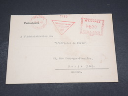 FINLANDE - Carte Lettre Commerciale De Helsinki Pour Paris En 1949 , Affranchissement Mécanique - L 18336 - Brieven En Documenten