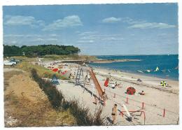 CPSM BEG MEIL TRES ANIMEE, JEUX D'ENFANTS SUR LA PLAGE, TOBOGGAN, PLAGE DE KERAMBIGORN, FINISTERE 29 - Beg Meil