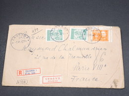 YOUGOSLAVIE - Enveloppe En Recommandé De Zagreb Pour Paris En 1947 , Affranchissement Plaisant - L 18767 - Covers & Documents