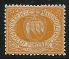 1877 San Marino Saint Marin CIFRA 5c. Arancio (2a) MLH* Firmato Biondi Centratissimo - Unused Stamps