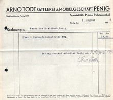 B4581 - Penig - Arno Todt - Sattlerei Möbel Polstermöbel - Rechnung 1938 - 1900 – 1949