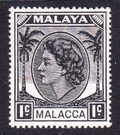 Malaysia-Malacca SG 23 1954 Queen Elizabeth II, 1c Black, Mint Hinged - Malacca