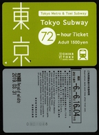 TOKYO Japan - TOEI Metro Subway Ticket - 2018 - 72 Hour - Used - Monde