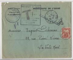 Lettre D'Alençon (Préfecture De L'Orne) Pour La Ferté Macé - 1946 - Non Affranchie Et Taxée à 3 Frs - 1859-1959 Storia Postale