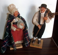 Ancien Couple De Santons De Provence Signes Les Josons - Berger Et Bergere - Santons