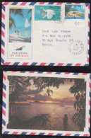 France Polynesie Tahiti 1983 Airmail Cover To BRASILIA Brazil  Bird + Beach Stamps - Covers & Documents