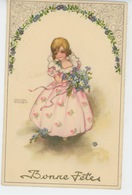 ENFANTS - LITTLE GIRL - MAEDCHEN - Jolie Carte Fantaisie Fillette Et Fleurs "Bonne Fête" Signée HANNES PETERSEN - Petersen, Hannes