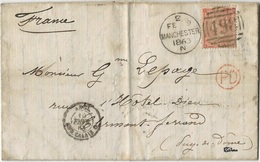 GRANDE - BRETAGNE - LETTRE AFFRANCHIE N°25 - CAD - 2 FEV MANCHESTER 1863.N - Briefe U. Dokumente