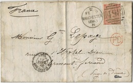 GRANDE - BRETAGNE - LETTRE AFFRANCHIE N°25 - CAD - 2 FEV MANCHESTER 1863.N - Covers & Documents