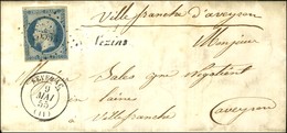 PC 3553 / N° 14 Càd T 15 SEVERAC (11) Cursive 11 / Vezins Sur Lettre Avec Texte Daté De Segur Pour Villefranche. 1855. - - 1853-1860 Napoleone III