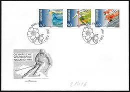 Liechtenstein: FDC, Sci Di Fondo, Slalom, Discesa Libera, Cross-country Skiing, Slalom, Downhill Skiing, Ski De Fond, Sl - Inverno1998: Nagano