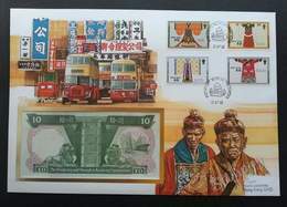 Hong Kong Historical Chinese Costumes 1988 Attire Cloth Art City Bus Transport Costume FDC (banknote Cover) - Briefe U. Dokumente