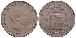 687 ALFONSO XII. 10 Céntimos. 1878. Barcelona OM. Cal-68. Ae. 9,88g. EBC. - Sonstige & Ohne Zuordnung