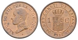 718 ALFONSO XIII. 1 Céntimo. 1912 *2. Madrid PCV. Cal-79. Ae. 0,99g. SC. - Sonstige & Ohne Zuordnung