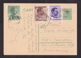 Romania: Stationery Postcard To Germany, 1937, 3 Extra Stamps, King (minor Discolouring) - Lettres & Documents