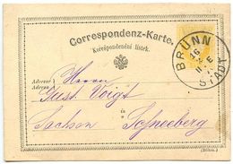 Austria 1876 2kr Franz Josef Postal Card Brünn (Brno) To Schneeberg - Briefkaarten
